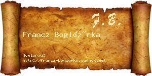 Francz Boglárka névjegykártya